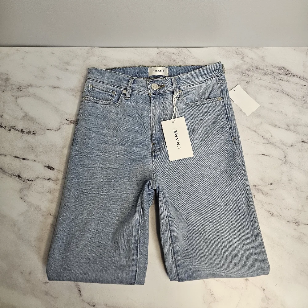 Frame Denim Le High Straight Leg Flare Light Blue Jeans 26 NWT - Picture 5 of 9